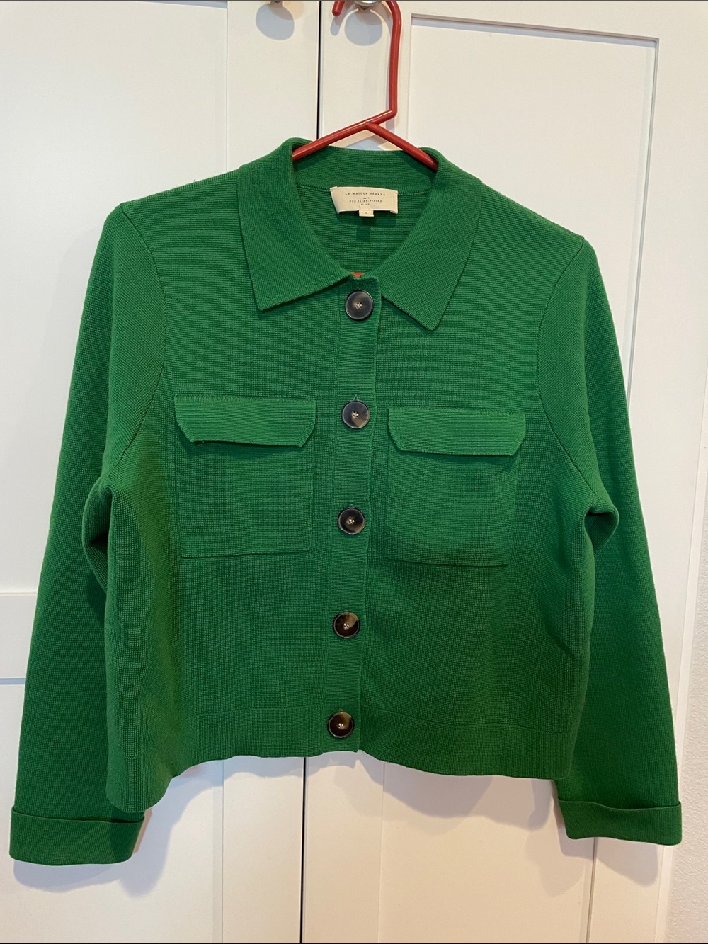 Sézane Bright Green Betty cardigan size S - Picture 3 of 5